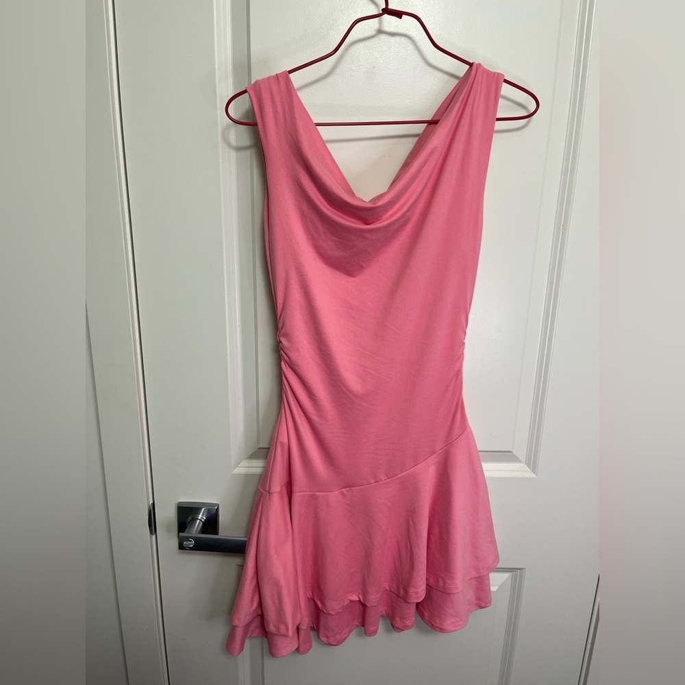 Forever 21 Pink Cowl Neck Flouncy Hem Dress